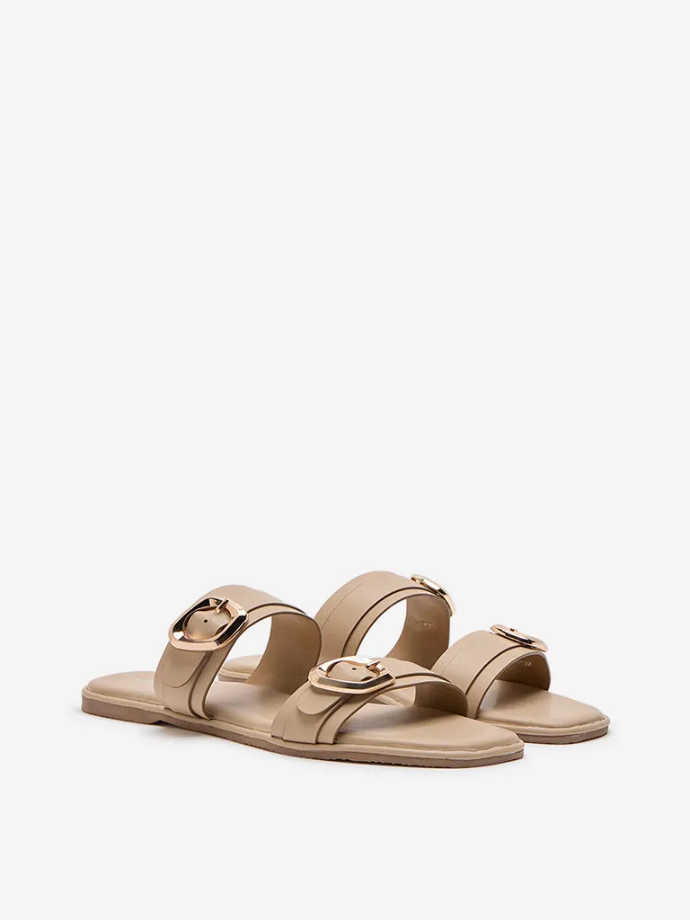 LUNA BLU Beige Dual-Strap Sandals