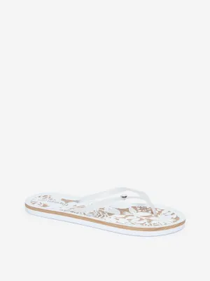 Luna Blu White Floral Flip-Flops