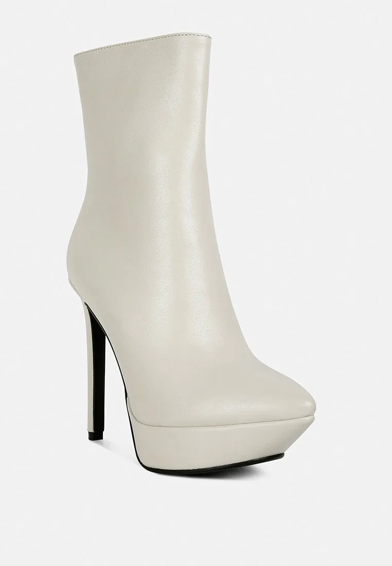 MAGNA Beige Platform Heel Ankle Boot