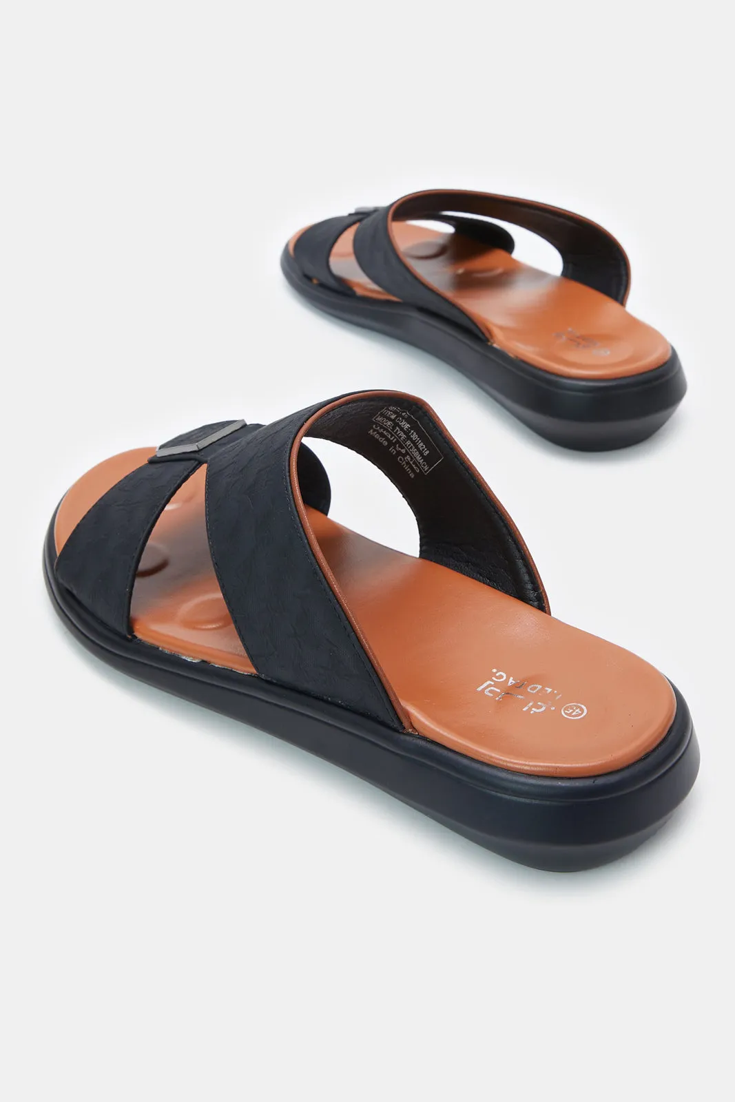 Men Black Platform Arabic Sandals