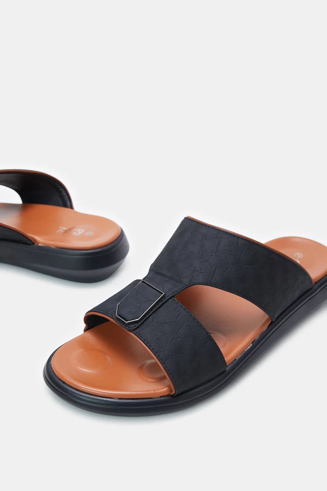 Men Black Platform Arabic Sandals