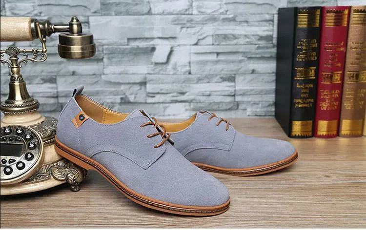 Men Casual Leather Chaussure Homme Shoes Grey