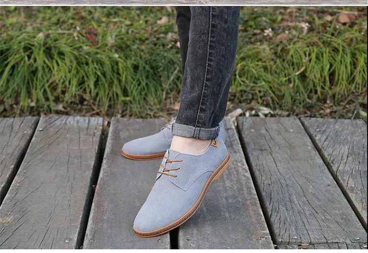 Men Casual Leather Chaussure Homme Shoes Grey