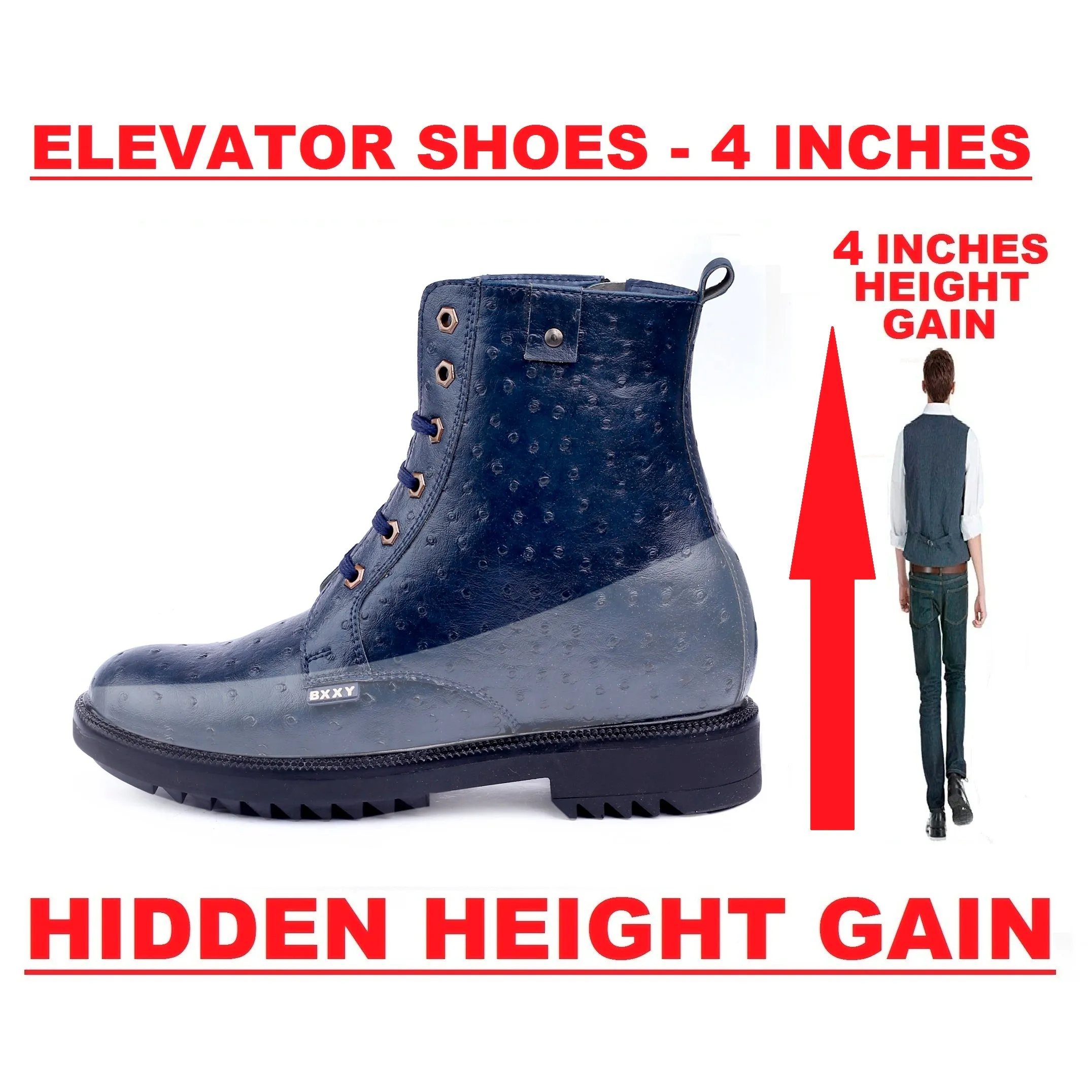 Men's 4 Inch Hidden Height Increasing Elevator Boots