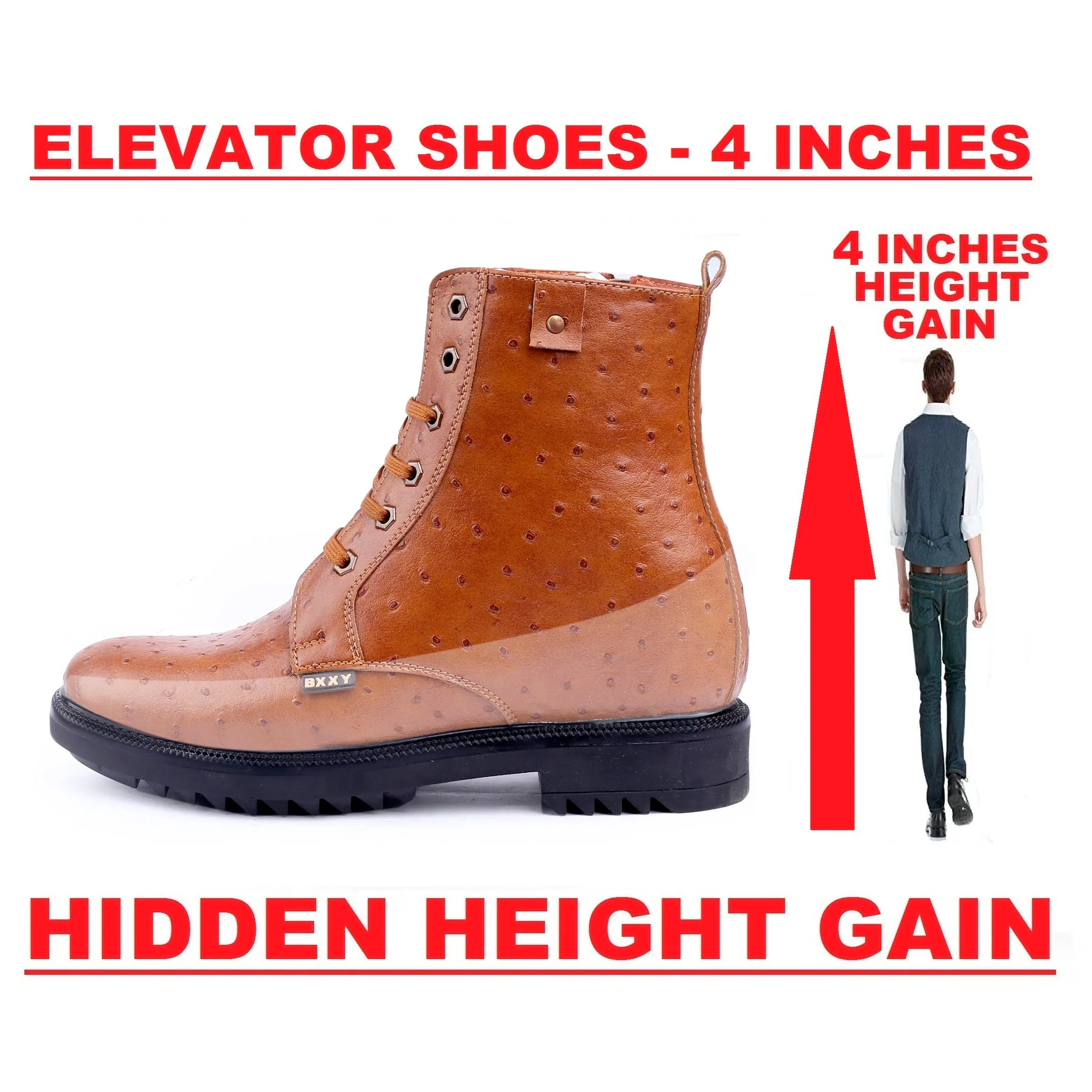 Men's 4 Inch Hidden Height Increasing Elevator Boots