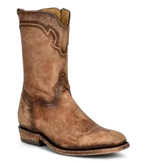 Men's Corral Honey Brown Embroidery & Zipper J Toe Boot