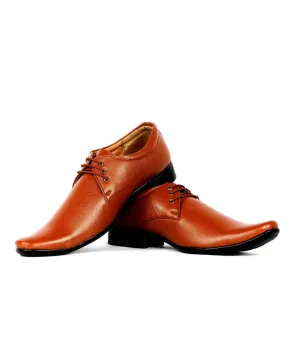 Men's Tan Lace -up Synthetic Formal Shoes