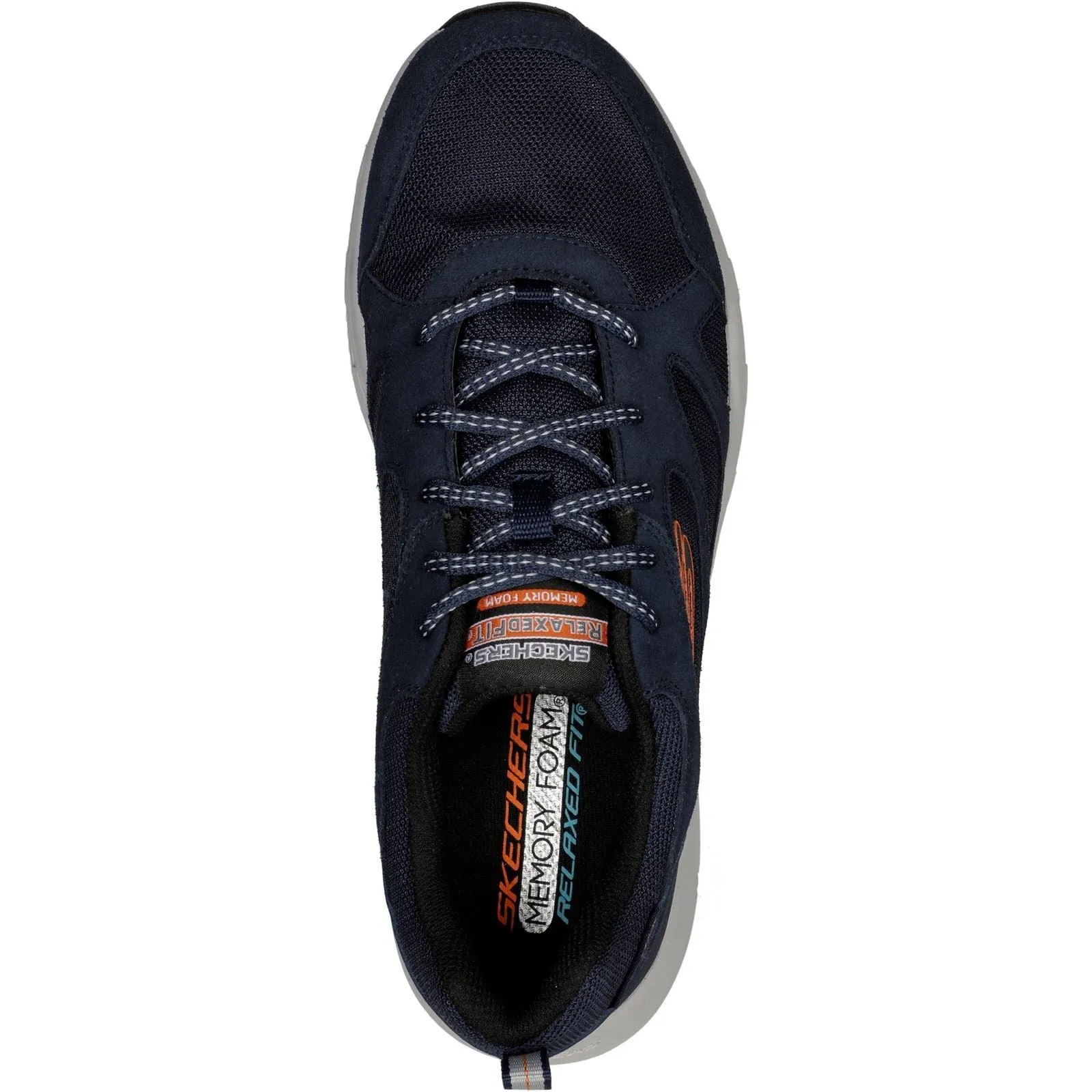 Men's Wide Fit Skechers 237348 Oak Canyon Sunfair Trekking Low Cut Trainers - Navy/Orange