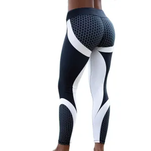 Mesh Pattern Print Leggings fitness Women Elastic Slim Pants