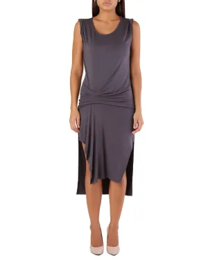 Met Twist Front Midi Dress Charcoal