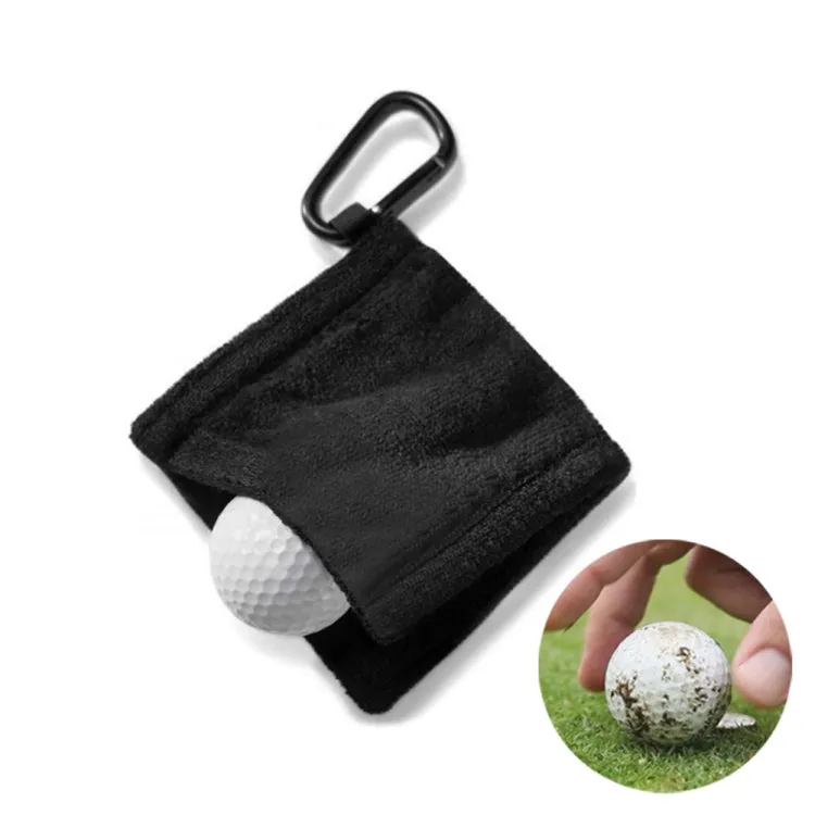 Microfiber Fleece Lining GOLF Ball Cleaning Towel with Carabiner Hook(Grey)