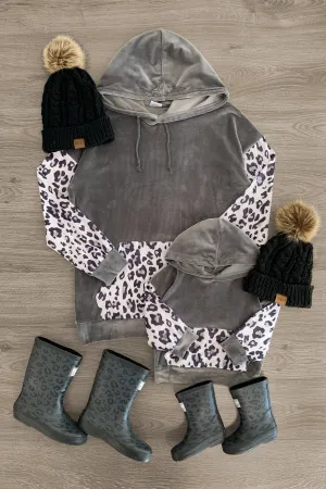 Mom & Me - Gray Leopard Hoodie