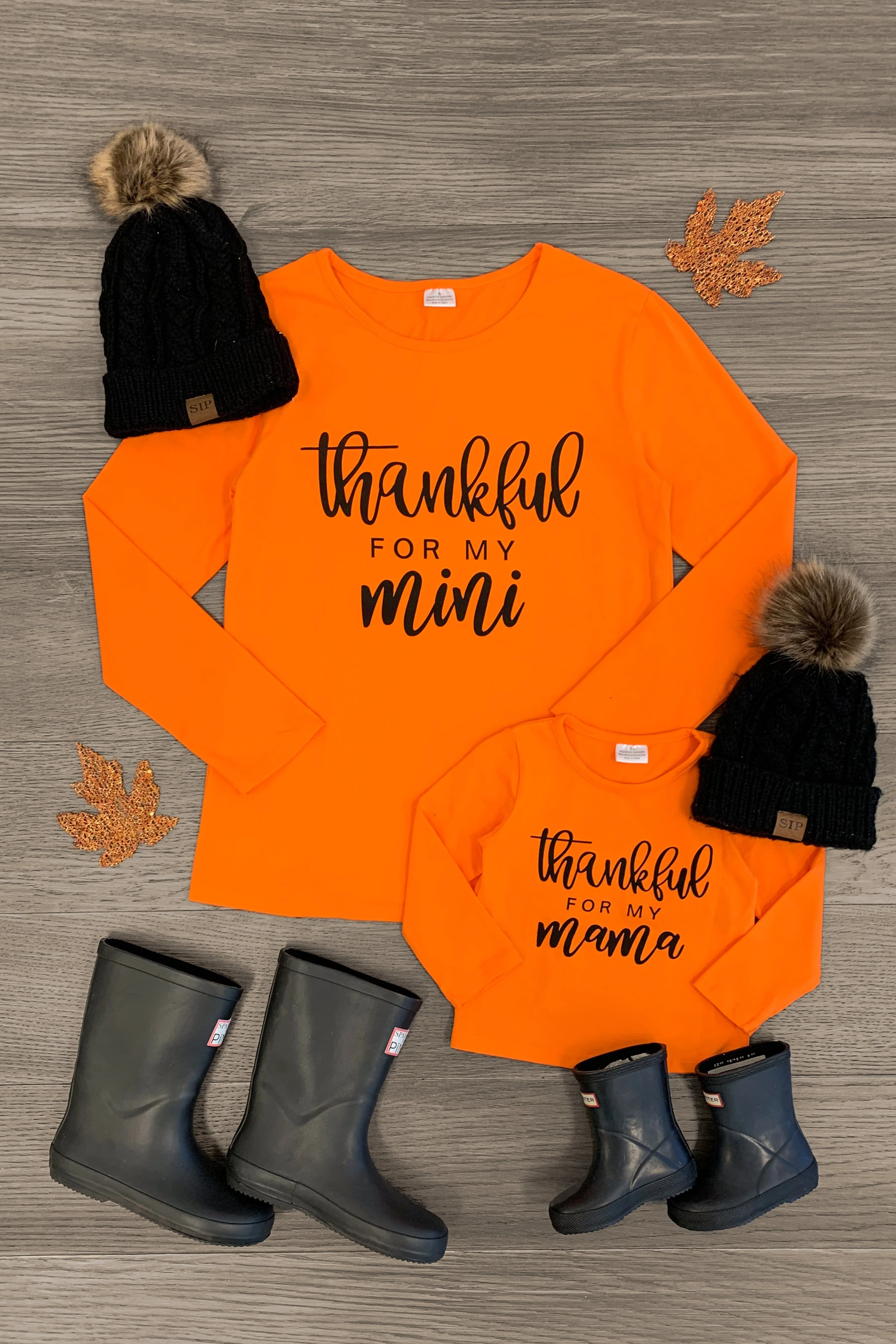 Mom & Me - "Thankful For..." Orange Top