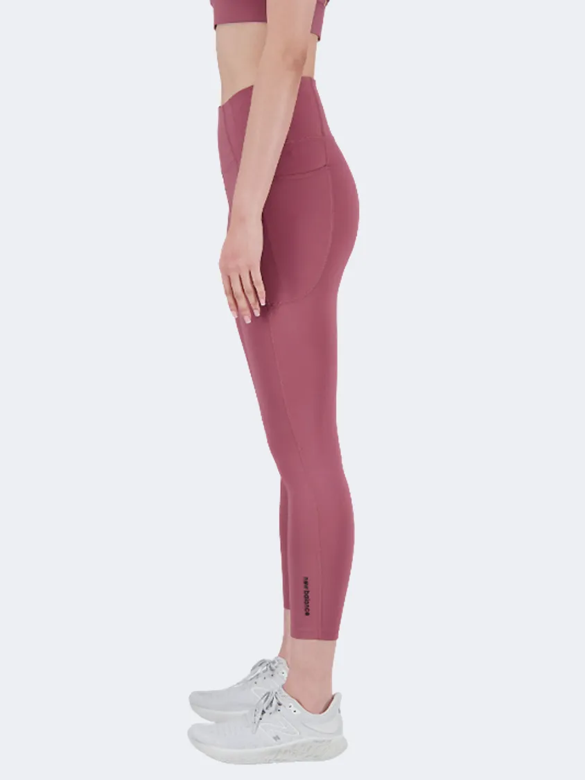 New Balance Shape Shield 7/8 High Rise Women Training Tight Washed Burgundy