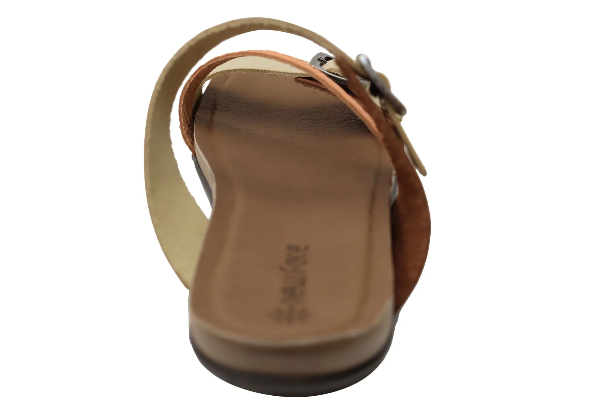 New Face Maxime Womens Comfort Leather Slides Sandals Made In Brazil