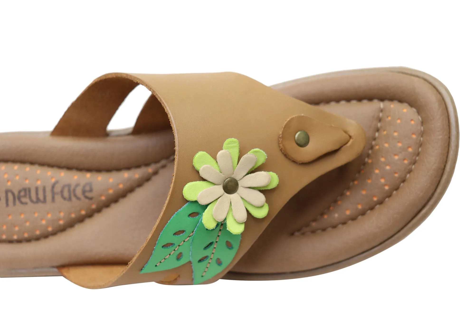 New Face Taylor Womens Comfort Leather Thongs Sandals Made In Brazil