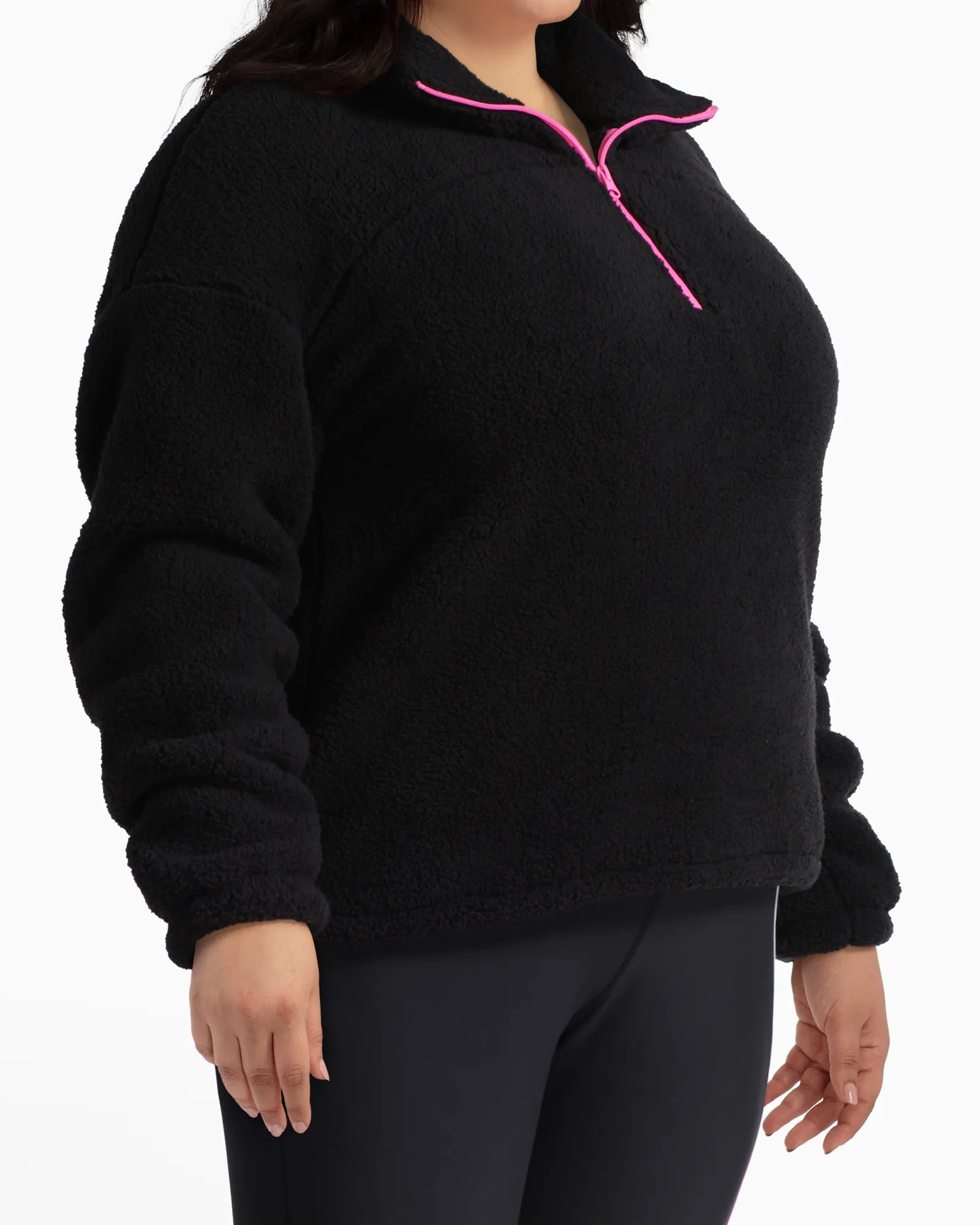 Odyssey Cozy Quarter Zip Fleece | Black / Pink