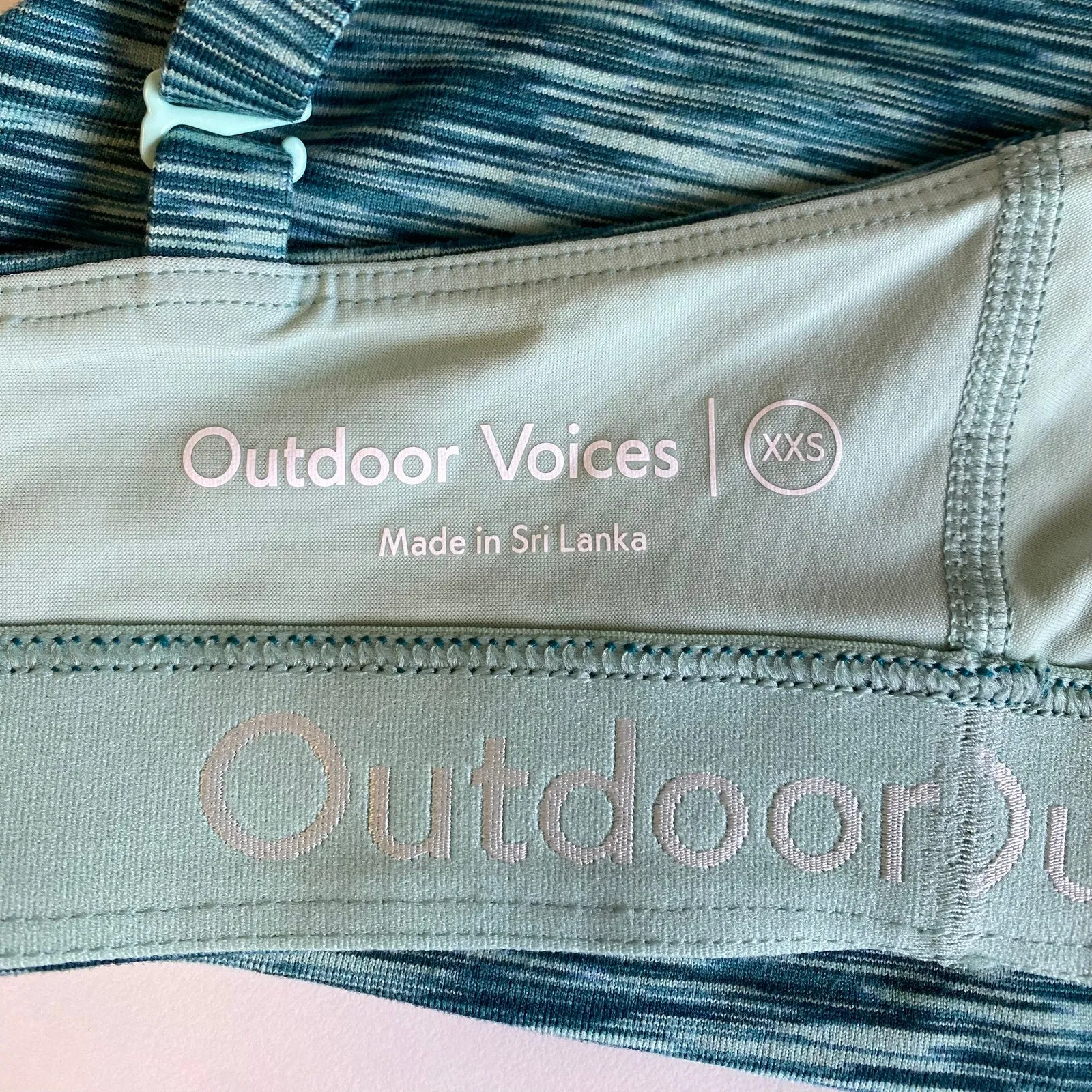 OUTDOOR VOICES Womens Flow Freeform Bralette XXS Green Patina Mix Quick Dry NWT