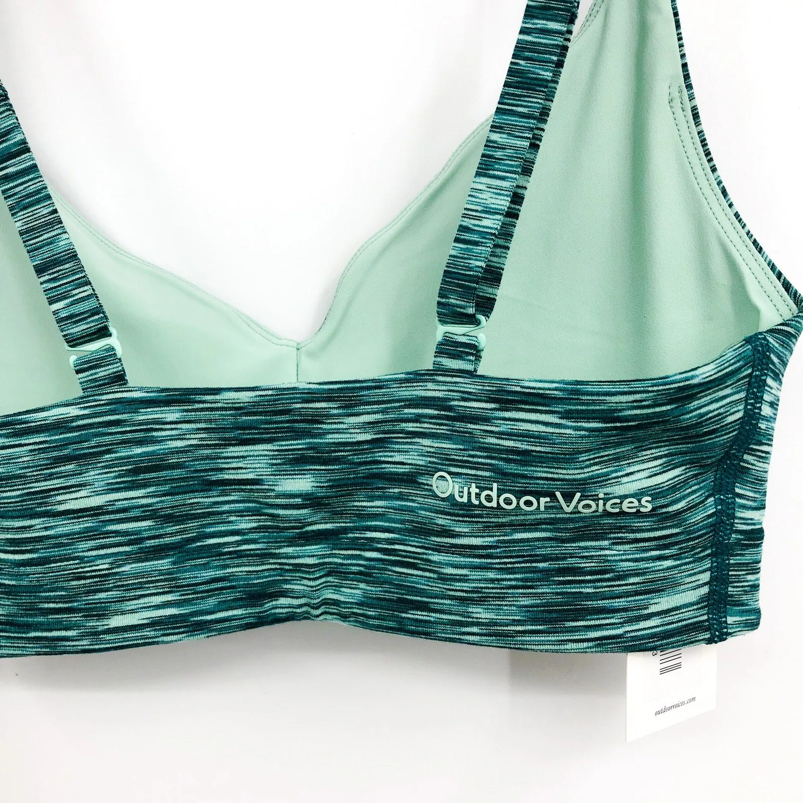 OUTDOOR VOICES Womens Flow Freeform Bralette XXS Green Patina Mix Quick Dry NWT