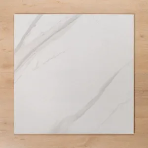 Perisher White Marble Polished Rectified Porcelain Tile 600x600mm