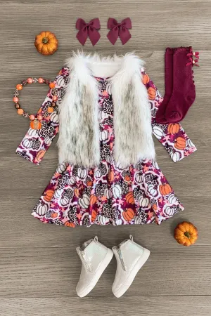 Plum Cheetah Pumpkin Dress