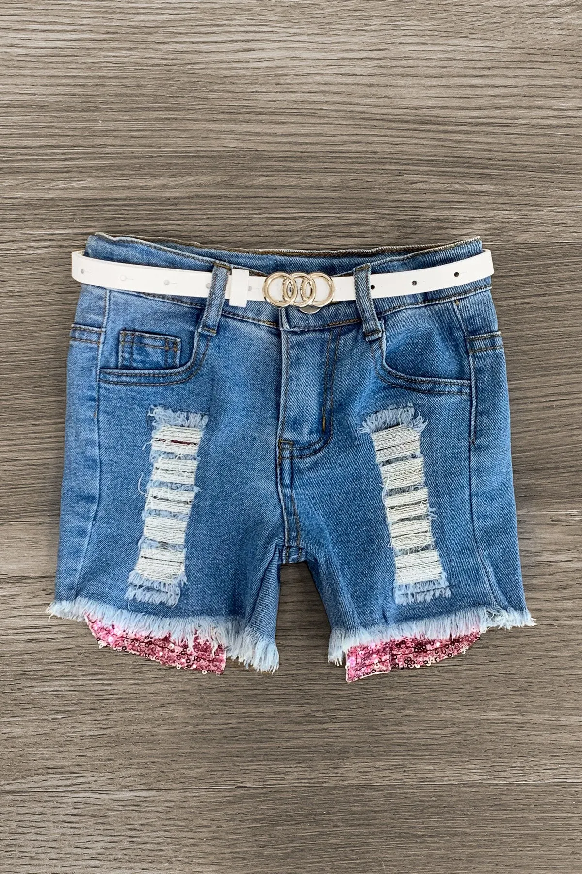 Plum Striped Denim Short Set