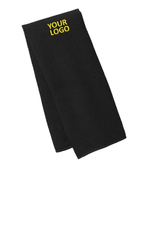 Port Authority Waffle Microfiber Custom Fitness Towels, Black