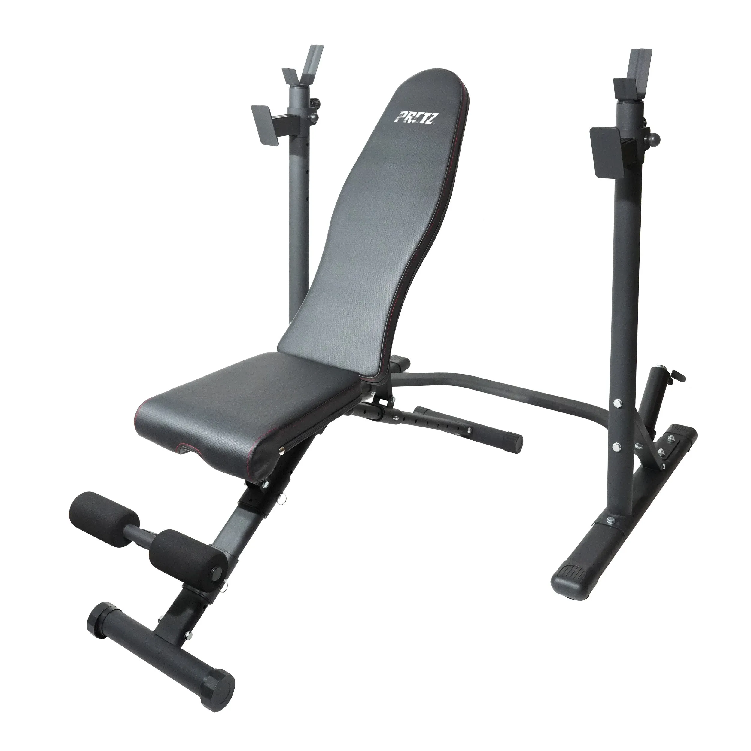 PRCTZ Two-Piece Olympic Weight Bench with Squat Rack, Foldable FID Bench, and Weight Storage