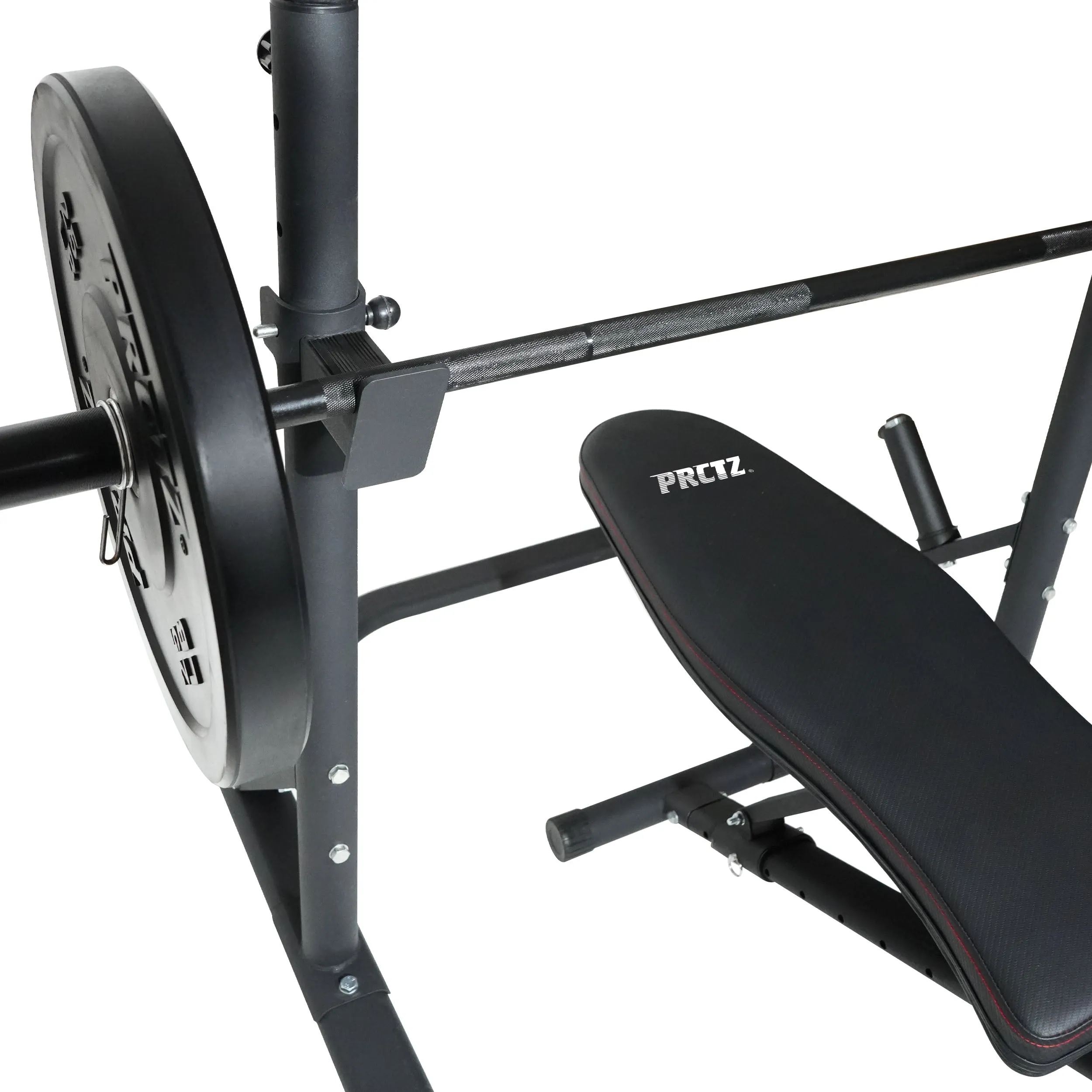 PRCTZ Two-Piece Olympic Weight Bench with Squat Rack, Foldable FID Bench, and Weight Storage