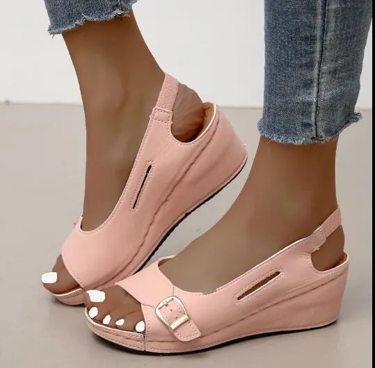 Purpdrank - Women's Shoes Sandals Soild Color Female Shoes Fashion Outdoor Women Sandals For Wedges Shoes Woman Zapatos De Mujer