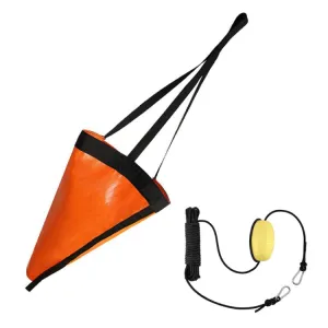 PVC Traction Drift Brake Fishing Sea Anchor, Size: 24 inch Orange With Black Rope Float