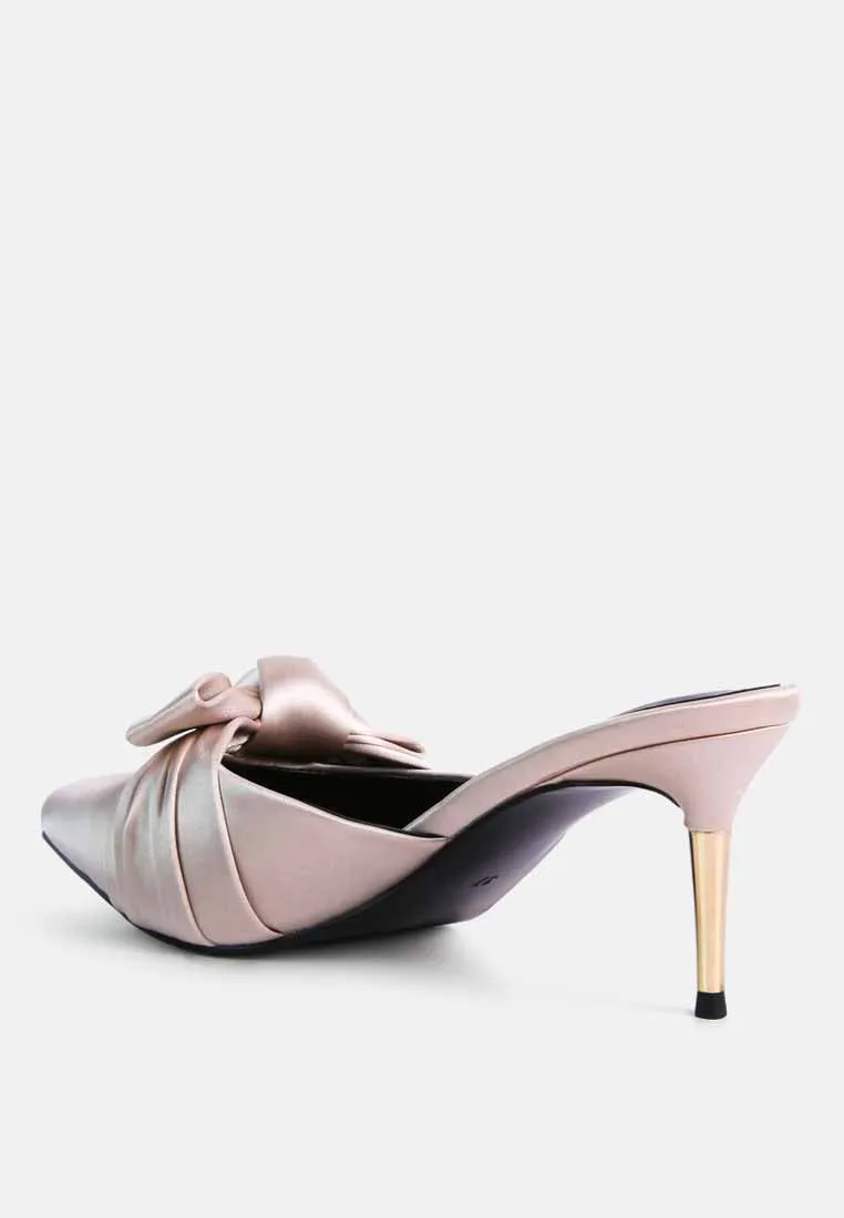 Queenie Satin Stiletto Mule Sandals