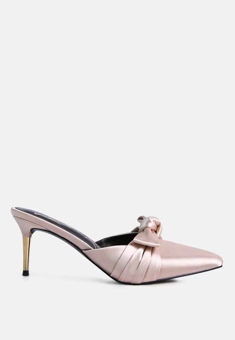 Queenie Satin Stiletto Mule Sandals