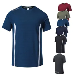 Quick Dry Men Running T-Shirts Gym Fitness Jogging Casual Sports Short Sleeve Tops Compression Sportswear Male Jersey Breathable