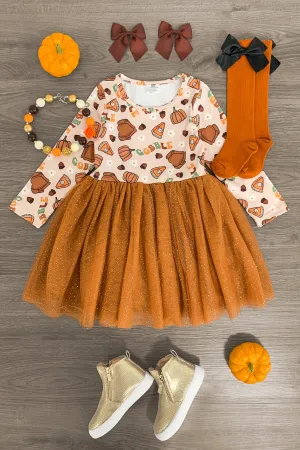 "Gobble" Thanksgiving Glitter Tutu Dress