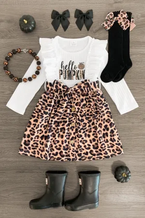 "Hello Pumpkin" Leopard Pocket Dress