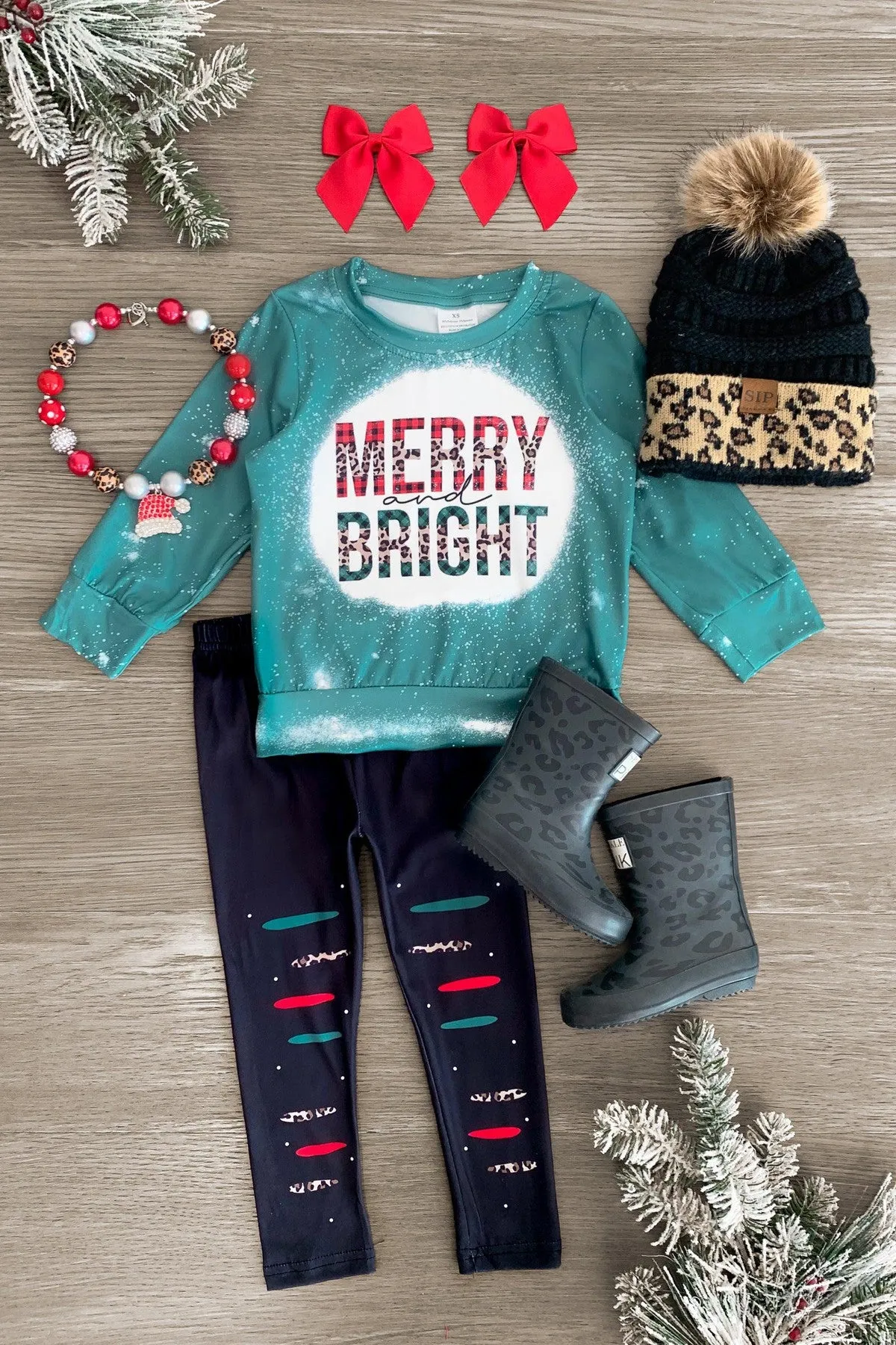 "Merry & Bright" Green Legging Set