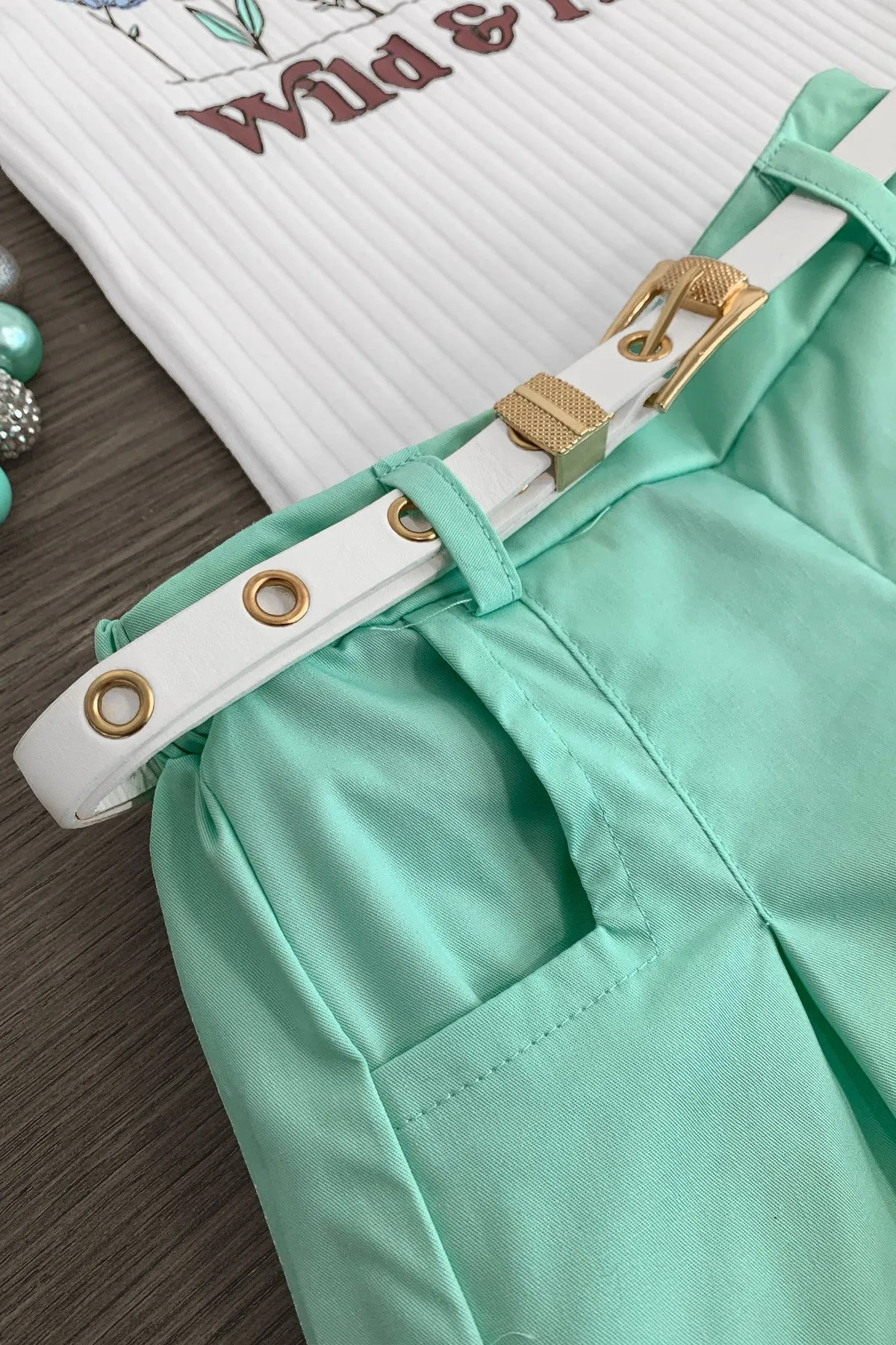 "Wild & Free" Mint Short Set