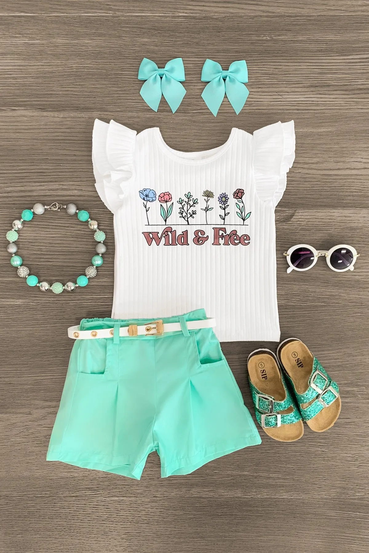 "Wild & Free" Mint Short Set