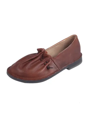 Retro Leather Soft Women Spring Flat Shoes