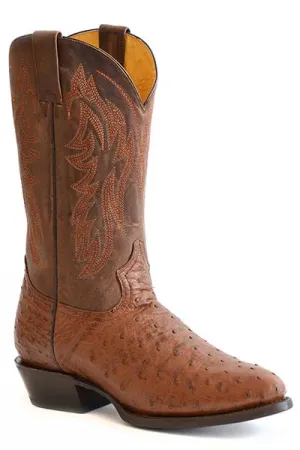 Roper Footwear Cognac Full Quill Ostrich J-Toe Western Boots for Men