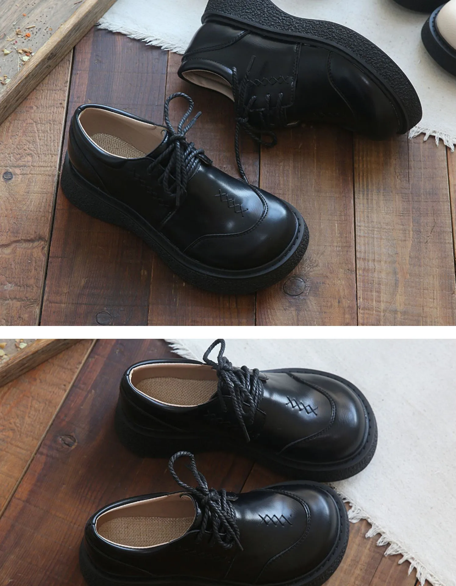 Round Toe Comfortable Lace-up Wide Toe Box Shoes