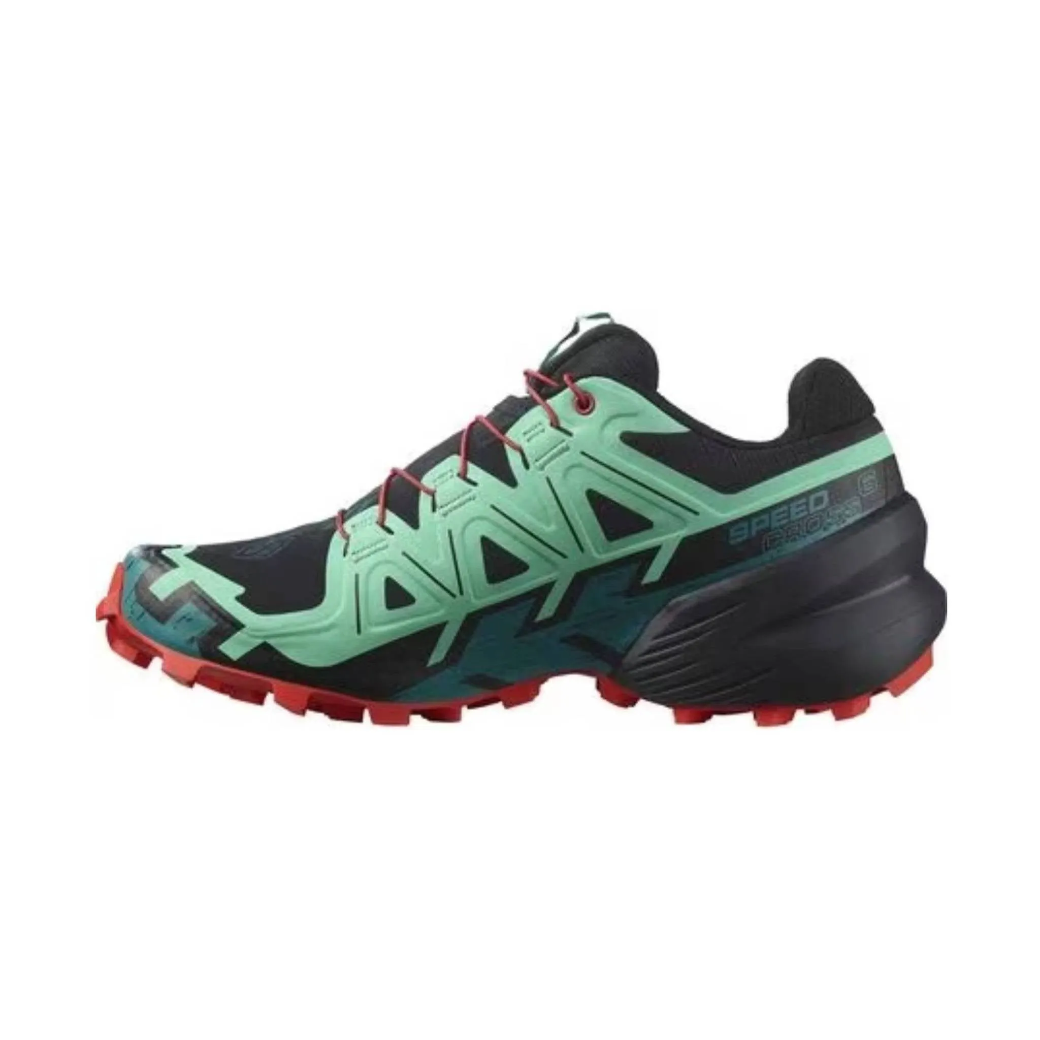 Salomon Women's Speedcross 6 Trail Running Shoes - Black/Biscay Green/Fiery Red