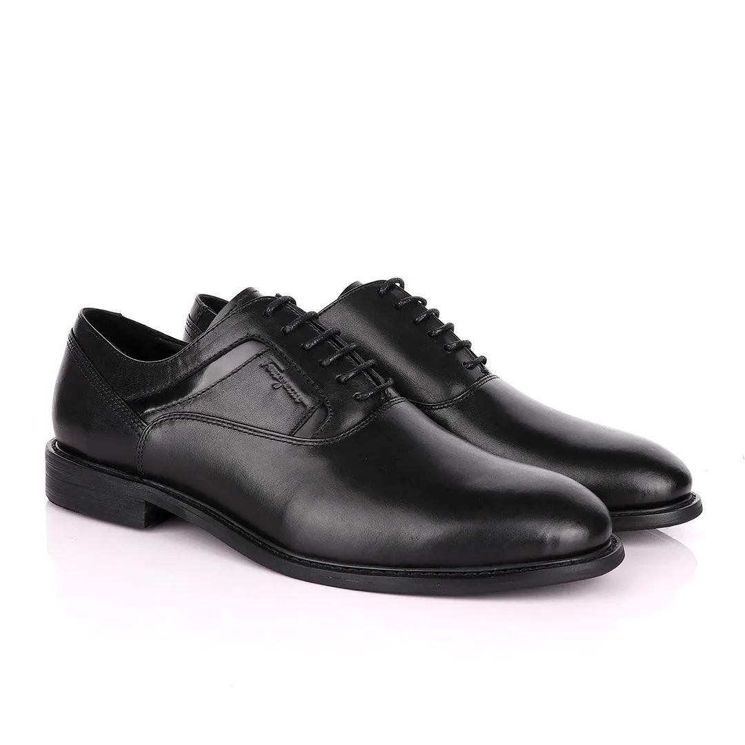 Salvatore Ferragamo Black Leather Oxford Shoe