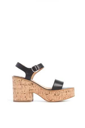 Sardis Platform Sandal in Black Nappa Leather