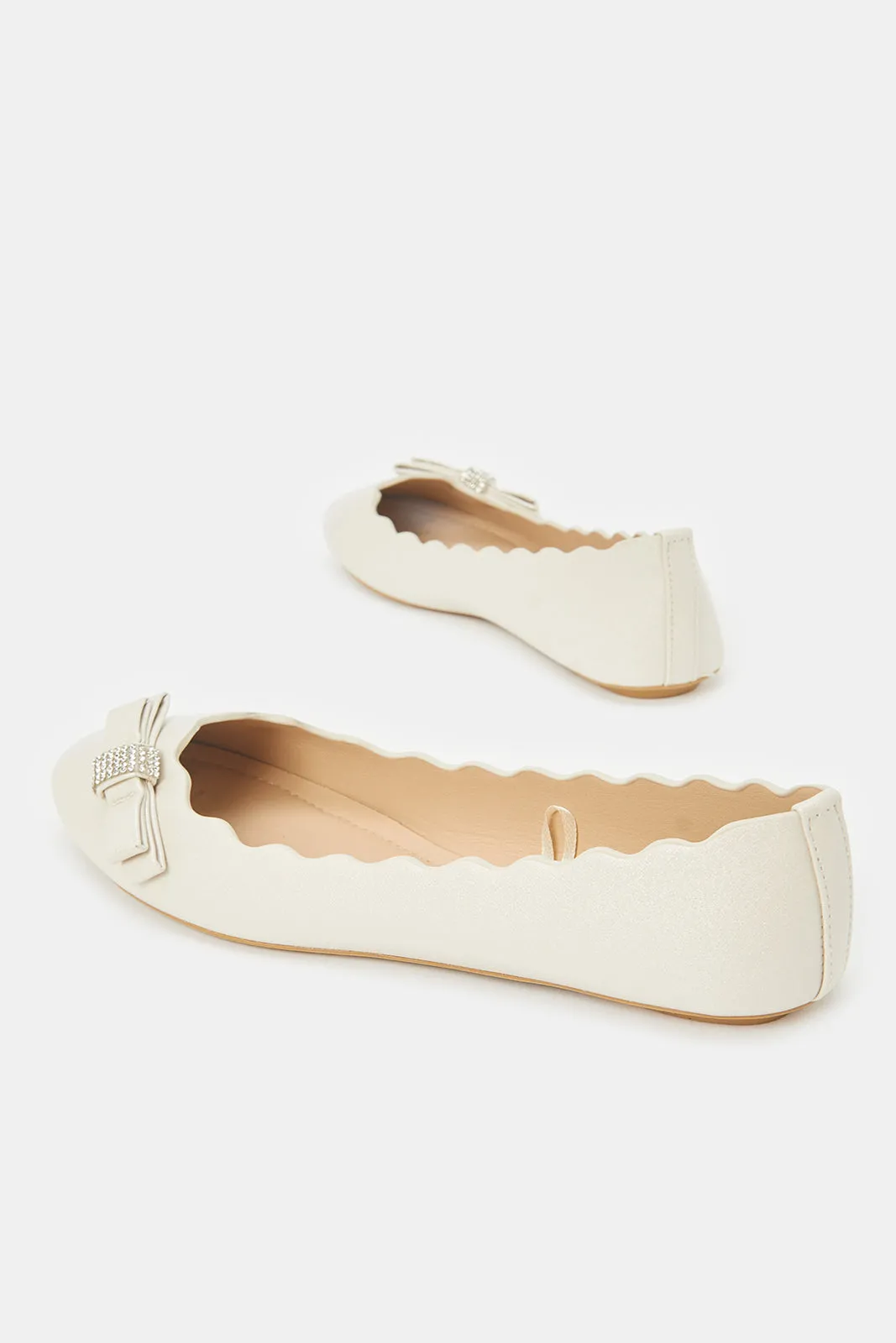 Senior Girls Cream Bow Ballerina