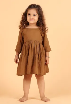 Set Of 2: Brown Mul Mul Short Dress With Shorts