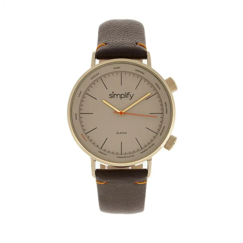 Simplify The 3300 Leather-Band Watch