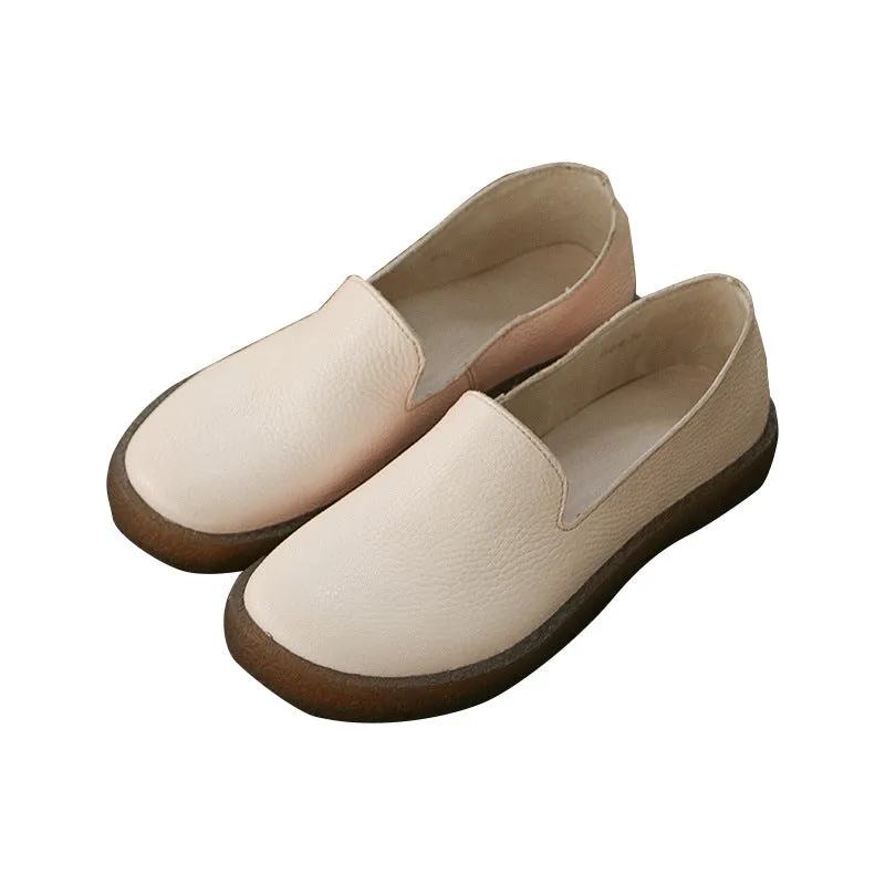 Soft Leather Slip On Flat Shoes