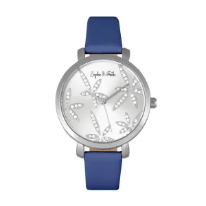 Sophie & Freda Key West Leather-Band Watch w//Swarovski Crystals